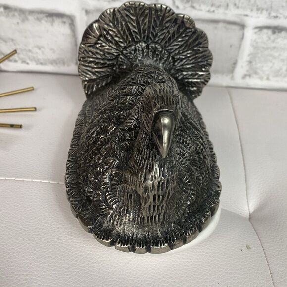 Pottery Barn Pewter Turkey Ceramic Butter Dish - Picture 4 of 8